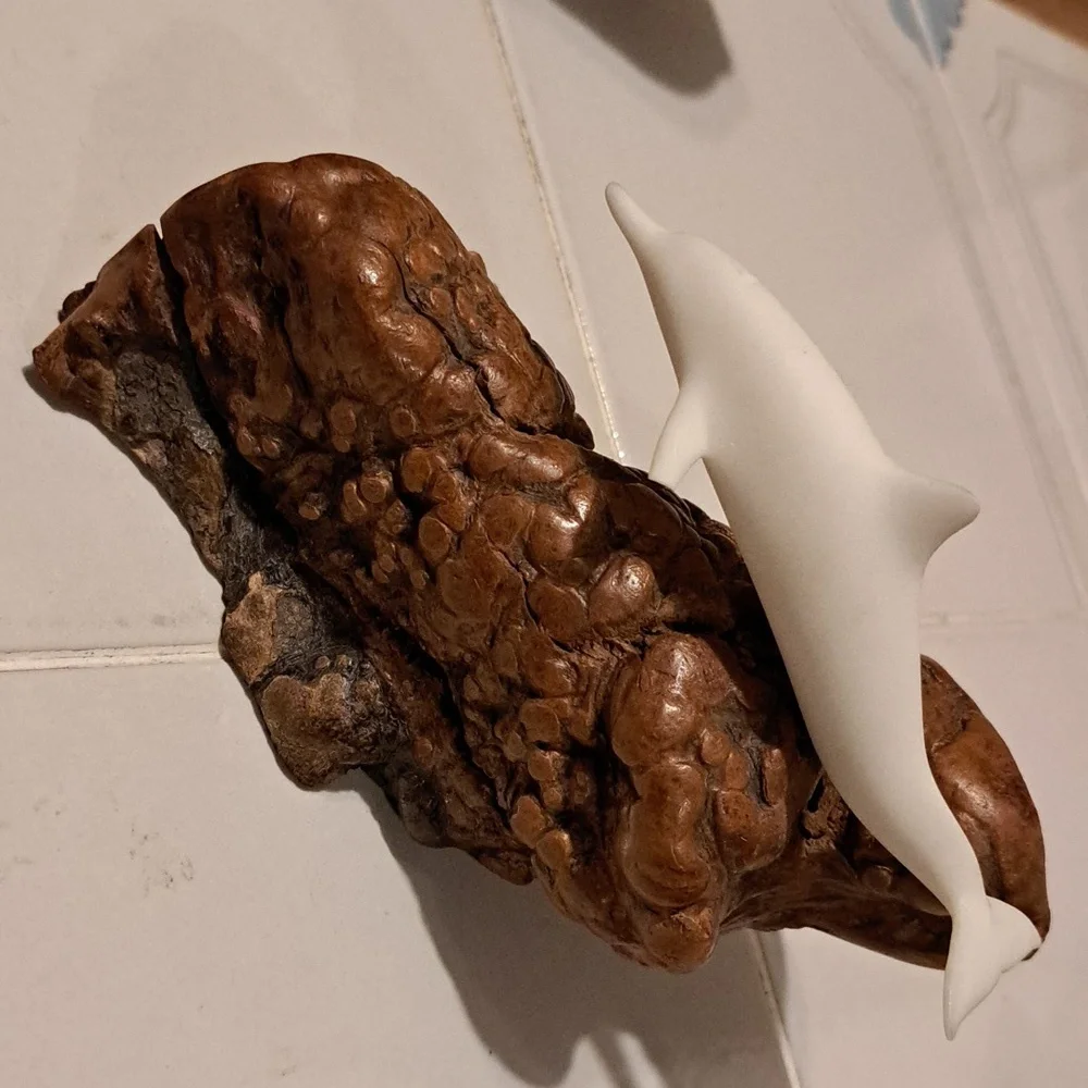 Brown and White Reptile Habitat Accessory Vintage & Signed